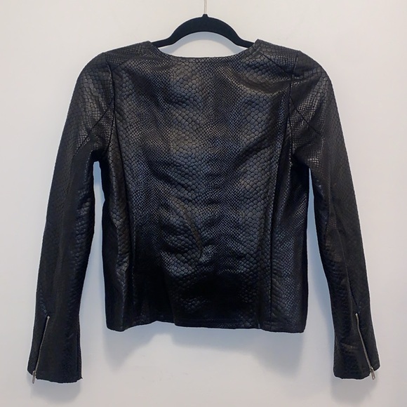 Olivaceous Black Faux Snakeskin Zip Up Jacket - Picture 2 of 4